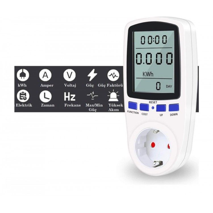 S-LINE Wattmetre 3680W 180–230V 16A Enerji Ölçer