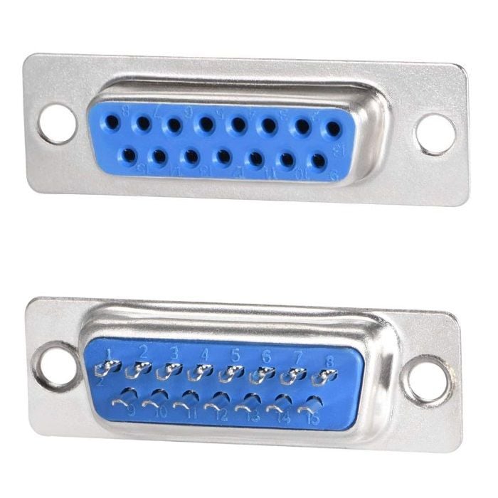 D-Sub Dişi Konnektör 15 Li 2 Sıra DB15 Lehim Tip (1adet)