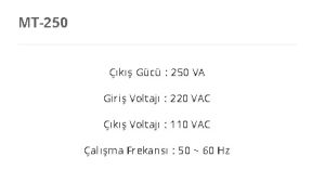 Mervesan MT-250 220-110v Çevirici Transformatör Giriş 220v Ac Çıkış 110v Ac 250Va