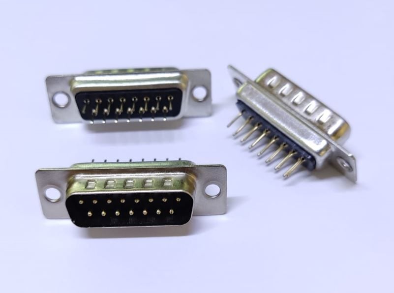 D-Sub Erkek Konnektör 15 Li 2 Sıra DB15 İğne / Terminal Bacak (1adet)