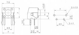 TACT  BUTON  6x6 90° PCB tip Siyah ~ KIRMIZI  4,3 mm