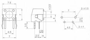 TACT  BUTON  6x6 90° PCB tip Siyah ~ KIRMIZI  4,3 mm