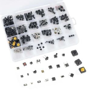 250 Adet Tact Switch Seti Dip Smd Kılıf 25 Farklı Çeşit Plastik Çantada