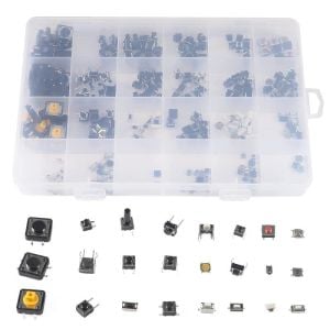 250 Adet Tact Switch Seti Dip Smd Kılıf 25 Farklı Çeşit Plastik Çantada