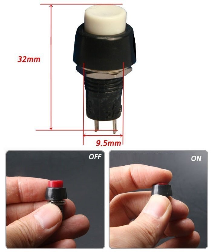 BUTON R18-25B Yuvarlak BEYAZ ( PBS11B) IC-186