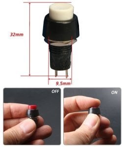 BUTON R18-25B Yuvarlak BEYAZ ( PBS11B) IC-186