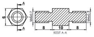 DİSTANS  METAL  AK-YP-4210  METRİK 4  10 mm ERKEK - ERKEK  YÜKSELTEC