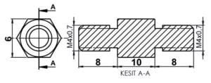 DİSTANS  METAL  AK-YP-4210  METRİK 4  10 mm ERKEK - ERKEK  YÜKSELTEC