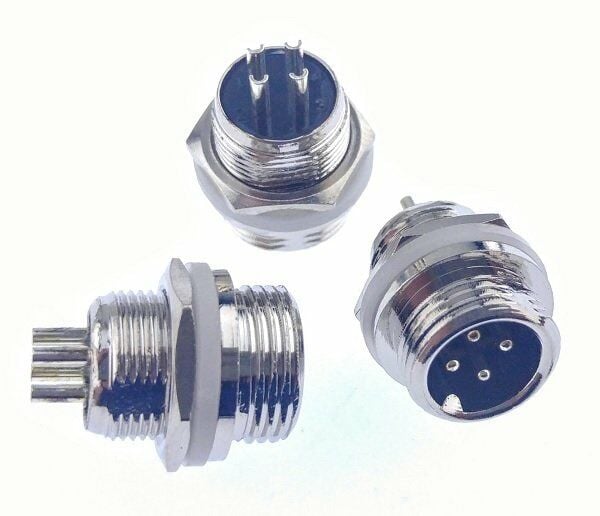 Mini Mike Konnektör 4 Pin Erkek Şase Tip GX12-4P 12mm