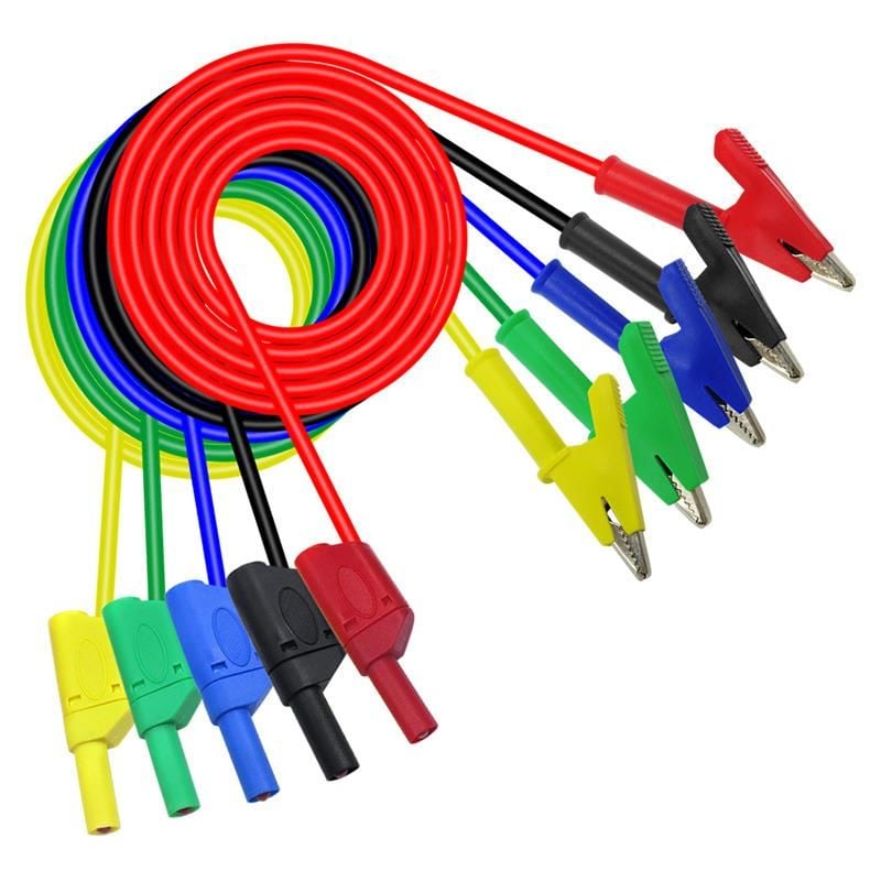 P1018A Multımetre krokodil Test Uçu Kablo Kiti - Kırmızı/Siyah/Sarı/Yeşil/Mavi