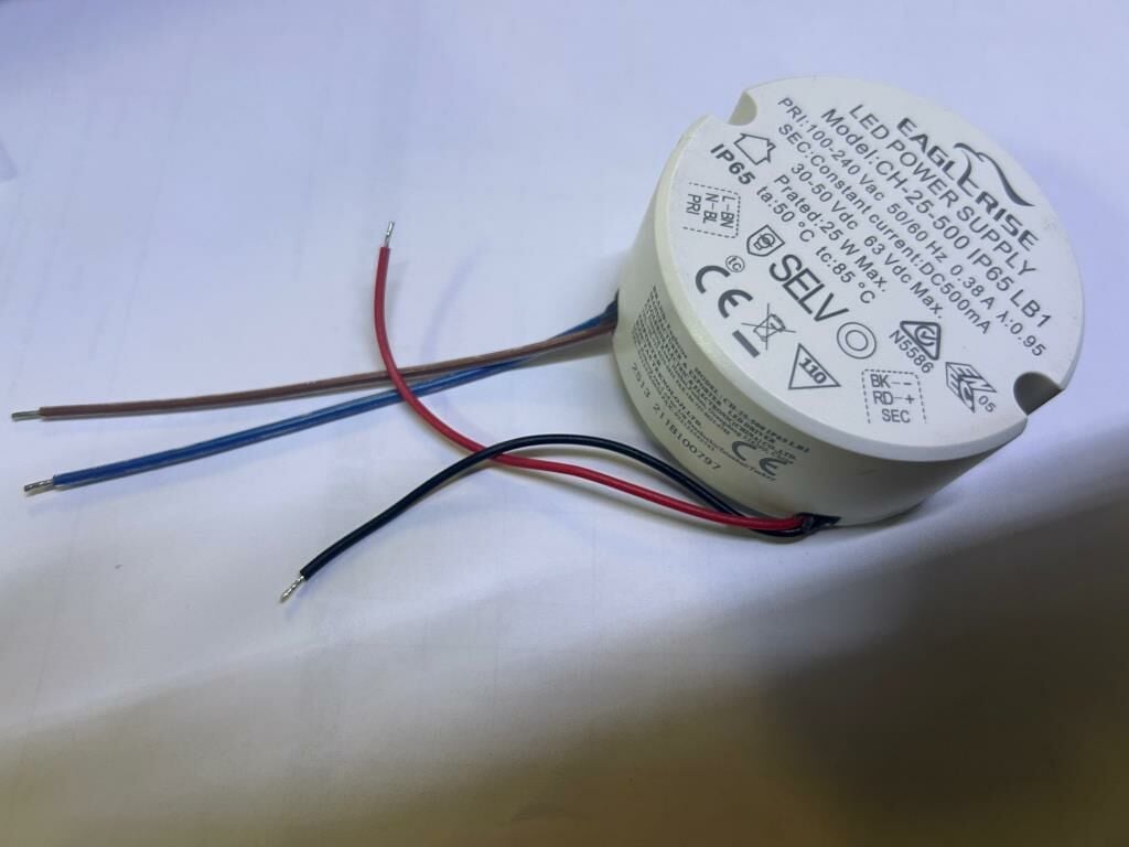 LED DRİVER EG-CH-25-500-LB1  500mA 30~50vdc PF>0.95 IP65 FFree EAGLERISE yuvarlak