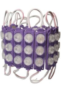 LELED-Modül ÜÇLÜ BÜYÜK MERCEKLİ 3W MOR 3030 smd LEDLİ 12V DC