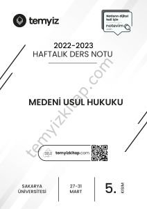 Sakarya Üniversitesi Medeni Usul Hukuku 22-23 Bahar 5