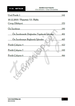 Okan Üniversitesi Medeni Usul Hukuku 2018-2019 Güz Dönemi 9-12