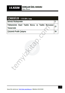 Borçlar Hukuku Özel Hükümler 23-24 Bahar 14