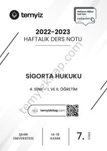 Şehir Üniversitesi Sigorta Hukuku 22-23 Güz 7
