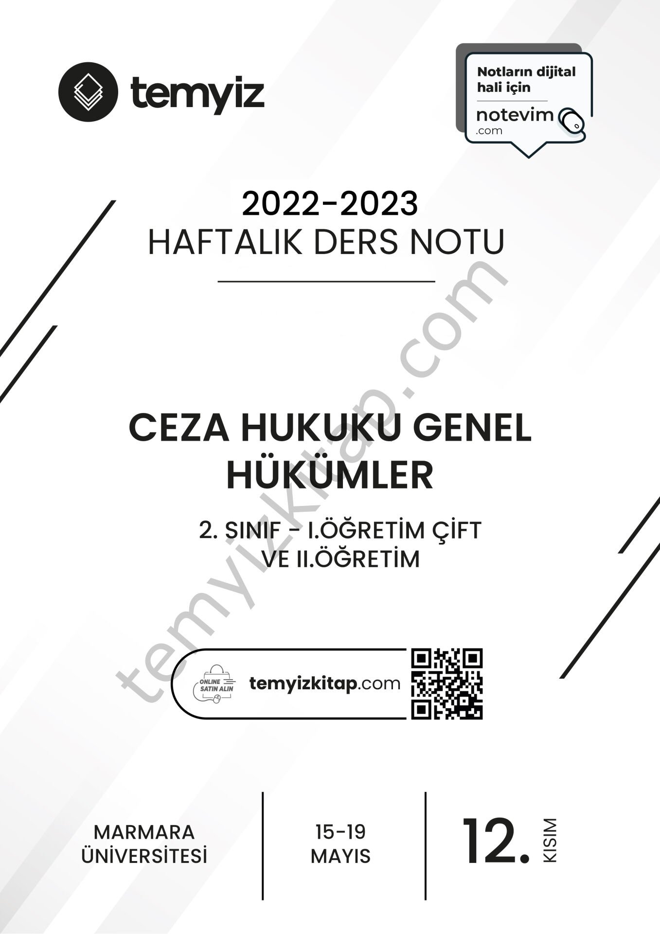 Ceza Hukuku Genel Hükümler 1.Öğretim Çift ve 2.Öğretim 22-23 Bahar 12