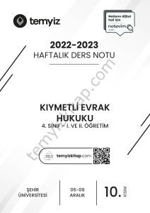 Şehir Üniversitesi Kıymetli Evrak Hukuku 22-23 Güz 10