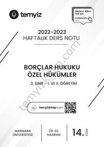 Borçlar Hukuku Özel Hükümler 22-23 Bahar 14