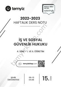 Şehir Üniversitesi İş ve Sosyal Güvenlik Hukuku 22-23 Güz 15