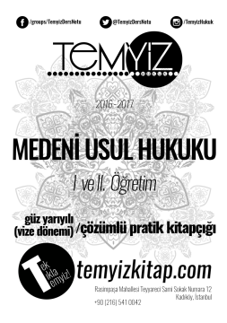 Medeni Usul Hukuku 2016-2017 Güz Yarıyılı (Vize Dönemi) Çözümlü Pratik Kitapçığı