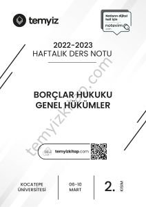 Kocatepe Üniversitesi Borçlar Hukuku Genel Hükümler 22-23 Bahar 2