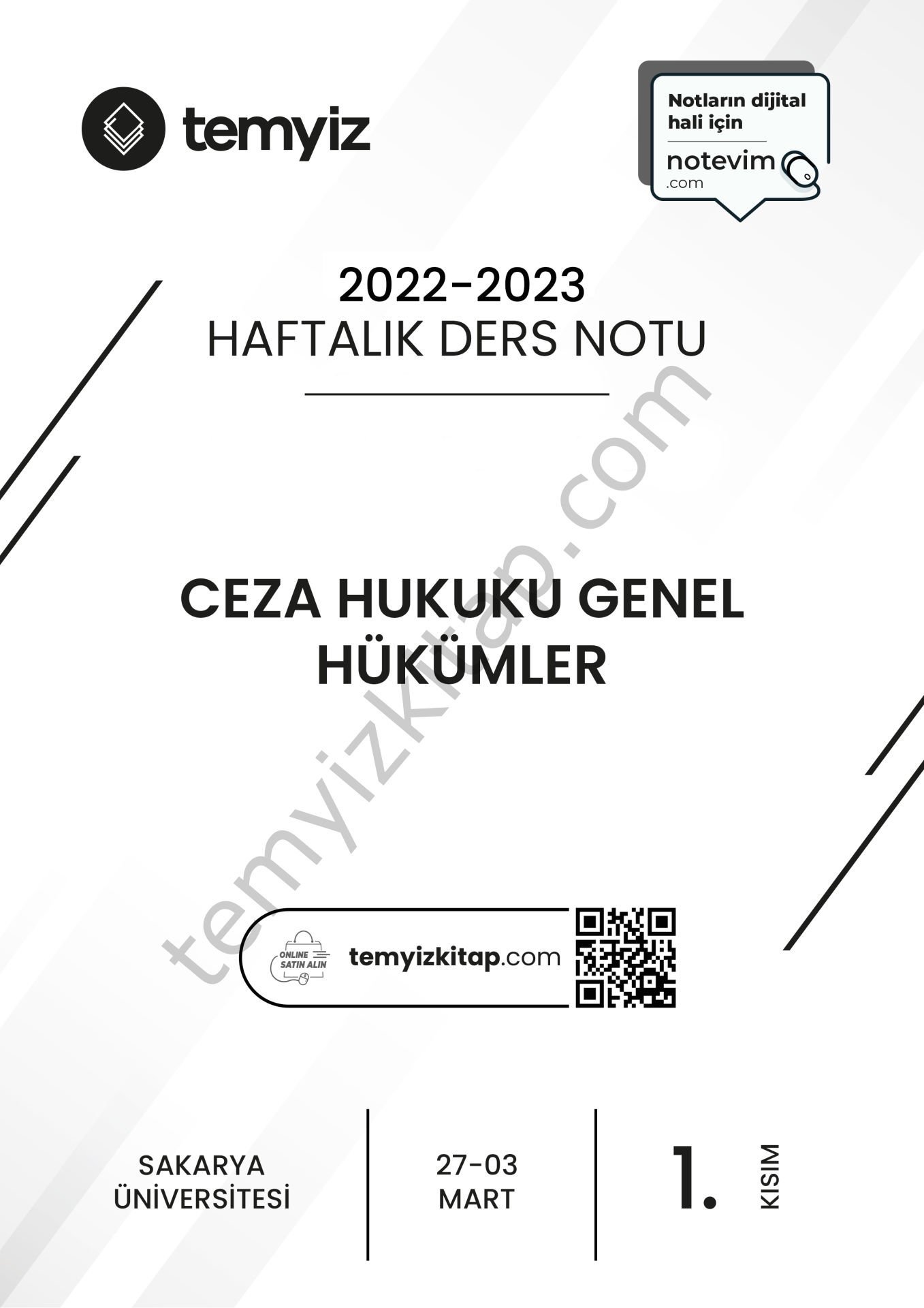 Sakarya Üniversitesi Ceza Hukuku Genel Hükümler 22-23 Bahar 1