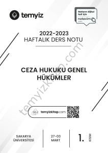 Sakarya Üniversitesi Ceza Hukuku Genel Hükümler 22-23 Bahar 1