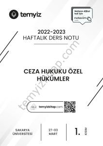 Sakarya Üniversitesi Ceza Hukuku Özel Hükümler 22-23 Bahar 1