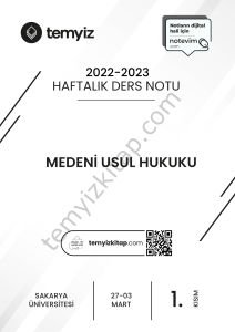 Sakarya Üniversitesi Medeni Usul Hukuku 22-23 Bahar 1