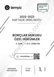 Borçlar Hukuku Özel Hükümler 22-23 Bahar 1