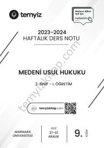 Medeni Usul Hukuku 1.Öğretim 23-24 Güz 9