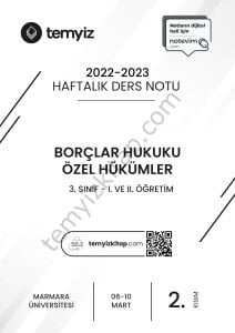 Borçlar Hukuku Özel Hükümler 22-23 Bahar 2