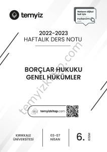 Kırıkkale Üniversitesi Borçlar Hukuku Genel Hükümler 22-23 Bahar 6