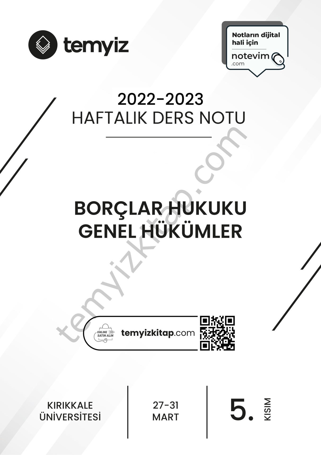 Kırıkkale Üniversitesi Borçlar Hukuku Genel Hükümler 22-23 Bahar 5