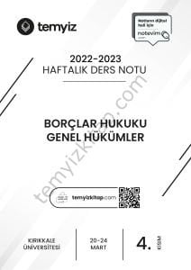 Kırıkkale Üniversitesi Borçlar Hukuku Genel Hükümler 22-23 Bahar 4