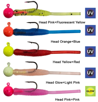 Kendo Hook Worm Jighead+Lrf Silikonu 1gr+4.5cm 5 Adet