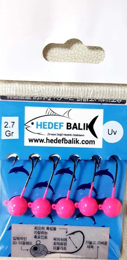 Hedef Balık Jig Kafa Sabit İğneli Pembe UV