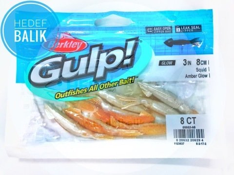 Berkley Gulp Saltwater Squid Amber Glow 3inç Lrf Silikonu 8 Adet AG