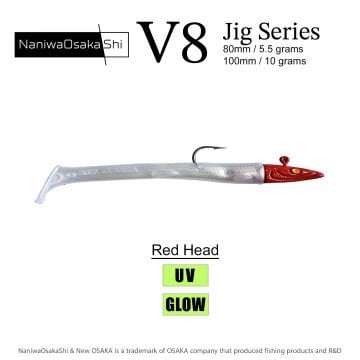 NaniwaOsakaShi V8 Jig Series 8cm 5.5gr Silikon Yem (3+5) Red Head