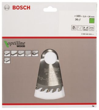 Bosch - Optiline Serisi Ahşap için Daire Testere Bıçağı 160*30/20 mm 36 Diş