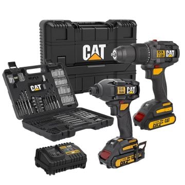 CAT DXK201 18Volt/2.0Ah Li-ion Çift Akülü Kömürsüz Profesyonel Şarjlı Darbeli Matkap + DX7030 + DA01903 Kombo Set