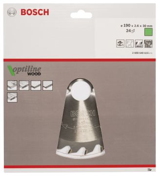 Bosch - Optiline Serisi Ahşap için Daire Testere Bıçağı 190*30 mm 24 Diş