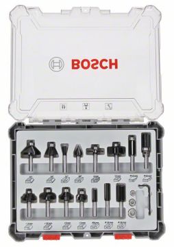 Bosch - Profesyonel 15 Parça Karışık Freze Ucu Seti 8 mm Şaftlı