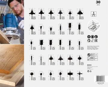 Bosch - Profesyonel 30 Parça Karışık Freze Ucu Seti 8 mm Şaftlı