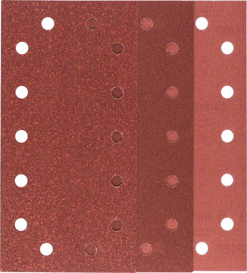 Bosch - Titreşimli Zımpara Kağıdı 10'lu Set, 115 x 230 mm 60/120/180 Kum 14 Delik
