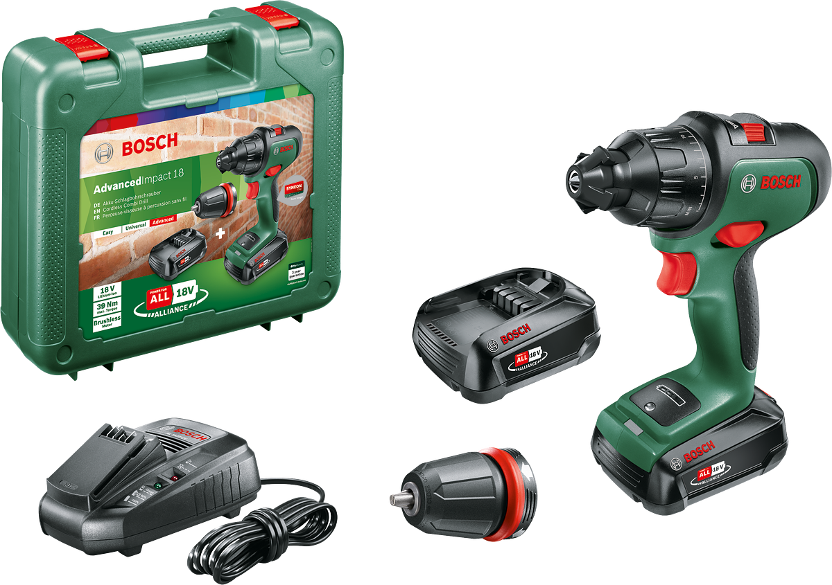 Bosch AdvancedImpact 18 Çift Akülü Darbeli Delme Vidalama Makinesi 18V  (2 x 2,5 Ah) + Şarj Cihazı AL 1830 CV