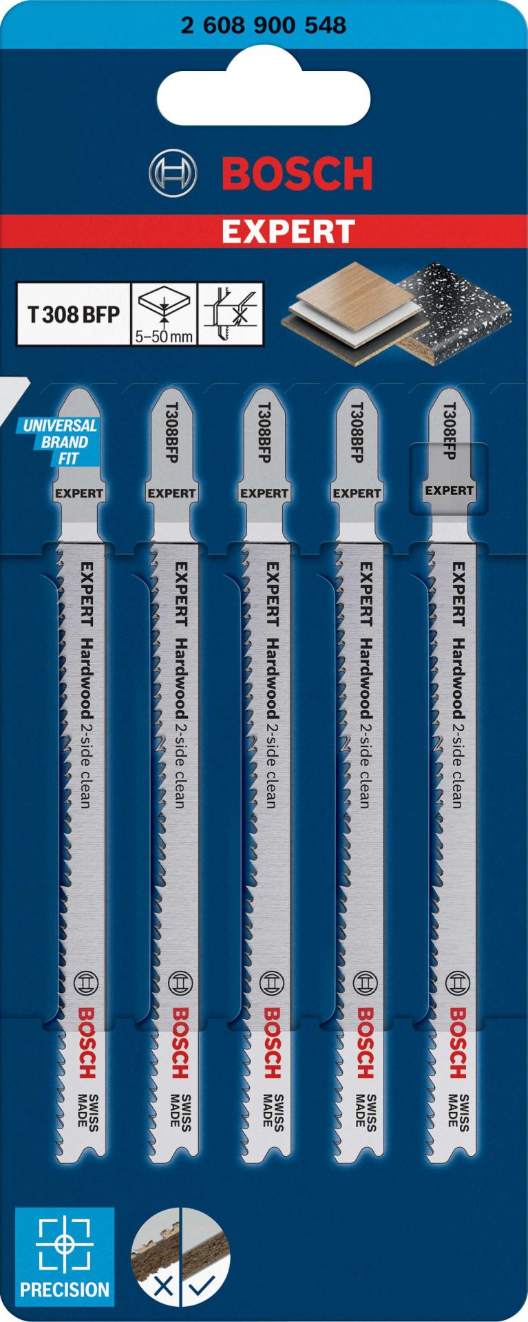 Bosch EXPERT Dekupaj Bıçağı Extra Clean for Hard Wood T308 BFP 5'li