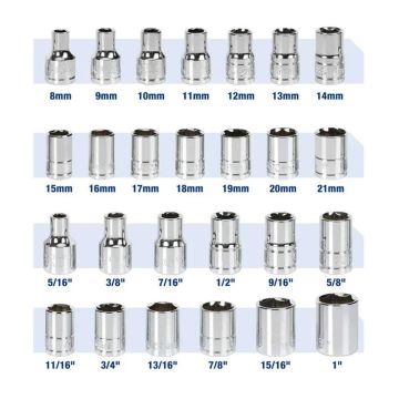 WORKPRO WP202525 30 Parça 1/2’’ CR-V Metrik/İnç Profesyonel Lokma Takımı