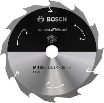 Bosch - Standard for Serisi Ahşap için Akülü Daire Testere Bıçağı 165*20 mm 12 Diş